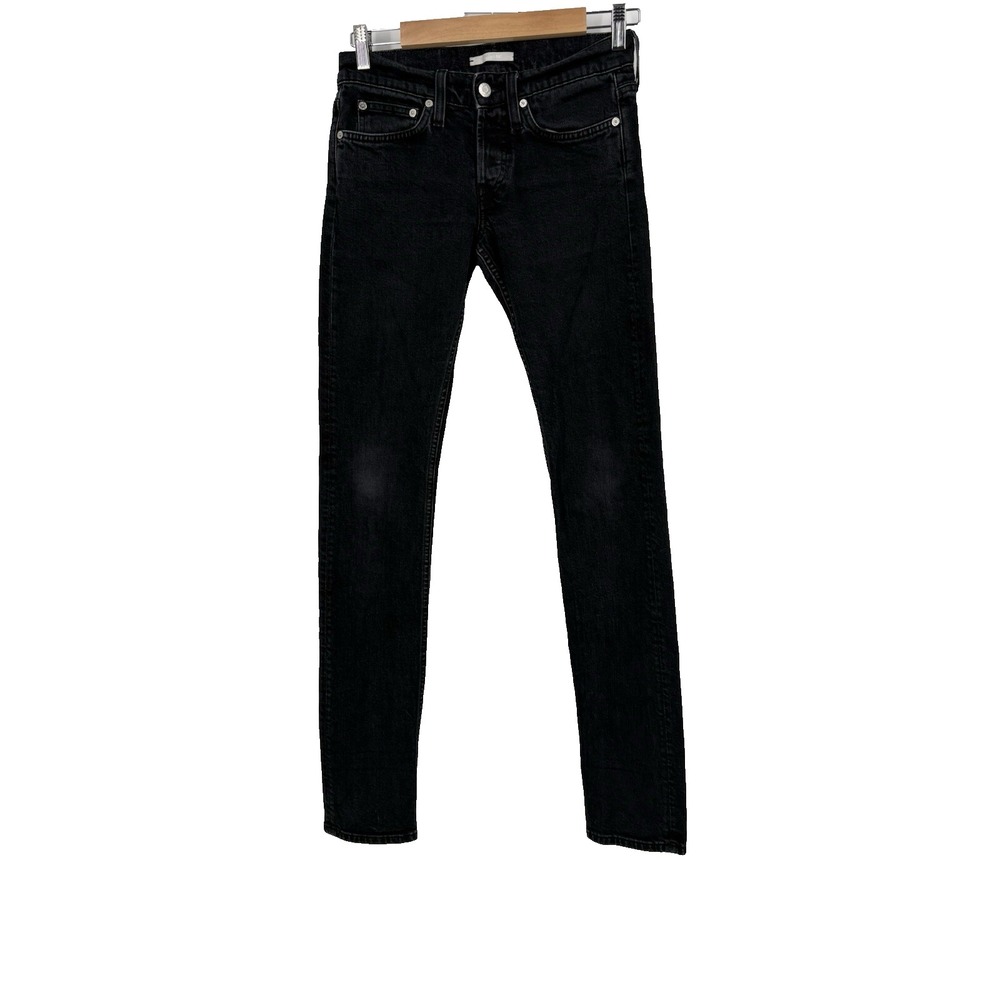 Helmut Lang Womens Slim Straight Jeans 26X34 Black Designer Grunge Rocker Italy